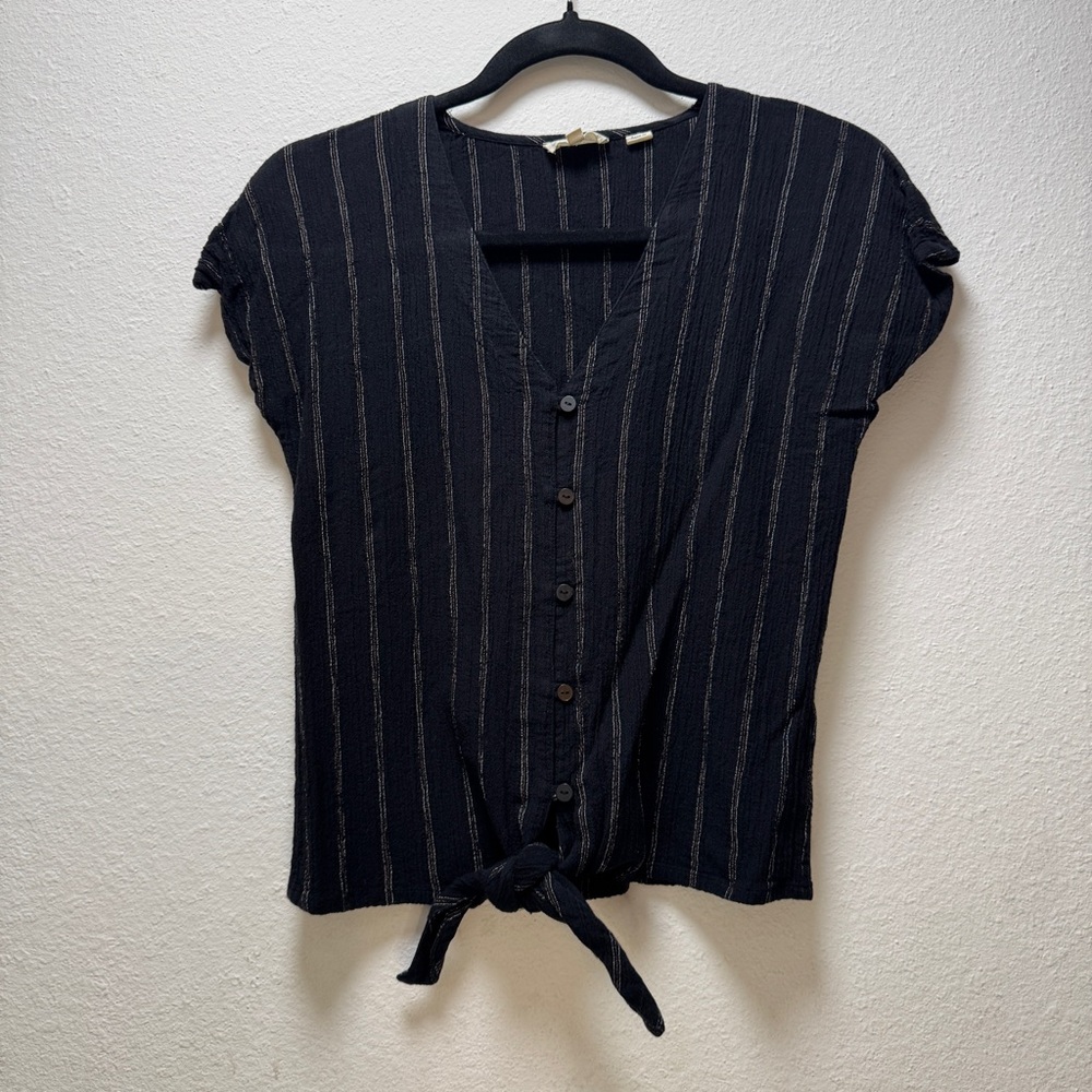 Fat Face Blue Cap Sleeve Button Down Shirt - Picture 1 of 8
